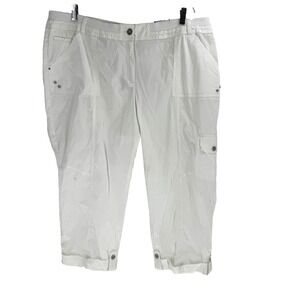Chicos The Ultimate Fit Utility Crop Capri Pants Women's 2X White Stretch NEW